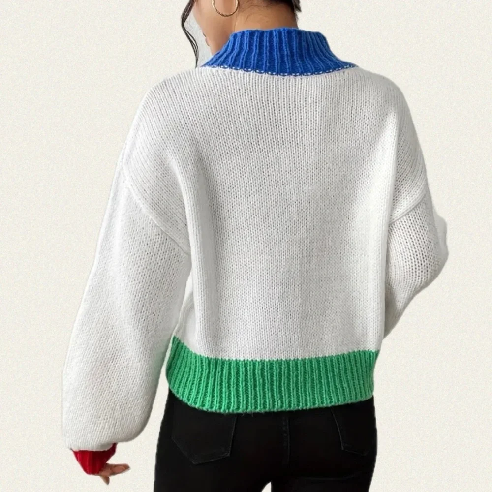 Colorblock High Neck Sweater - Picture 2 of 13